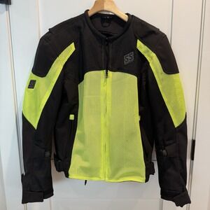 Speed and Strength Men's Motorcycle Riding Jacket Black Neon Yellow M